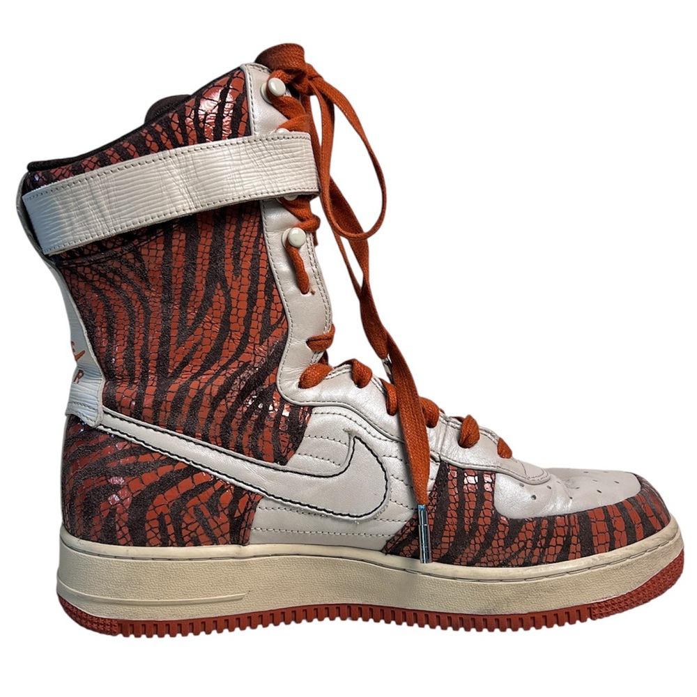 Nike Women’s Air Force 1 High 6” Wedge Sneakers Orange Zebra Print Size 9.5 Rare - Picture 7 of 14
